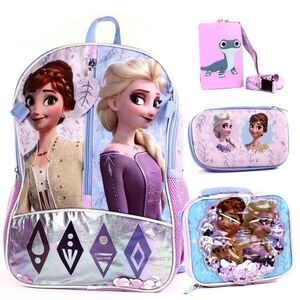 Disney FROZEN 2 Deluxe 17" BACKPACK SET  Girls High Quality Frozen 4 Piece Deal
